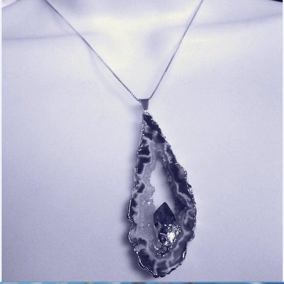 Rocks Jewelry - AGATE SLICE PENDANT NECKLACE